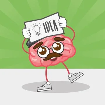 Cartoon brain creativity Stock Illustration