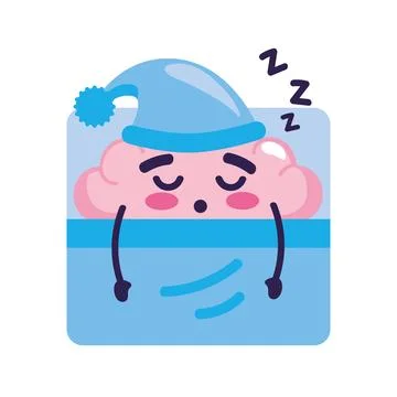 Cartoon brain sleeping in bed Stock Illustration