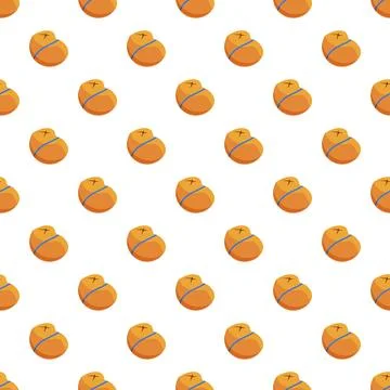Cartoon bread bun pattern creating food background Stock Illustration