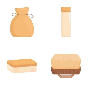 Cartoon bread loaf and sack set 库存插图