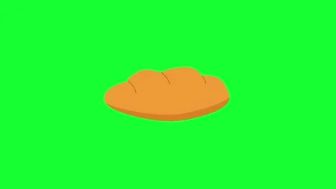 Cartoon Bread Loaf on Green Screen Background Stock-Footage 346611652