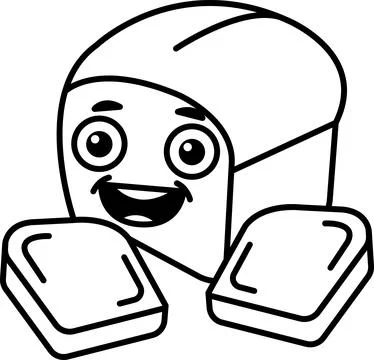 A cartoon bread loaf with a smiling face and open mouth Stockillustratie