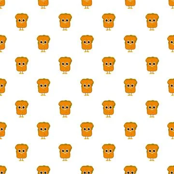 Cartoon bread slice characters smiling seamless pattern Stock Illustration