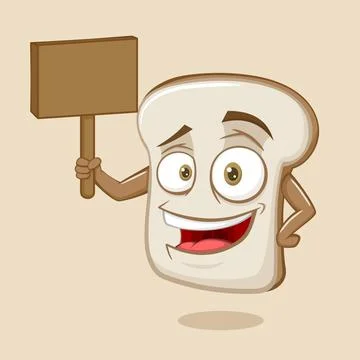 Cartoon Bread Slice Holding Board Stock Illustration