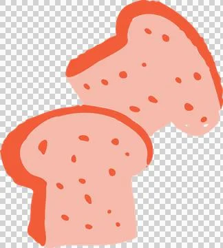 Cartoon bread slices are overlapping on transparent background with pink Stock Illustration