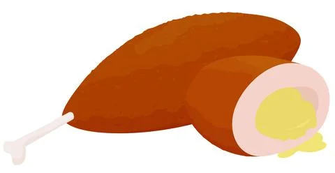 Cartoon breaded chicken kiev cutlets on white Stock Illustration