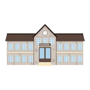 Cartoon brick school building . Vector illustration Ilustración de archivo