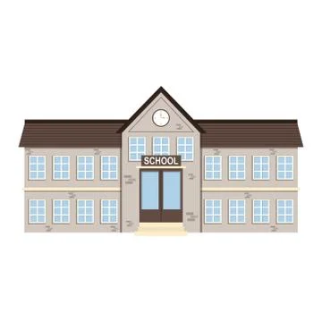 Cartoon brick school building . Vector illustration Ilustración de archivo