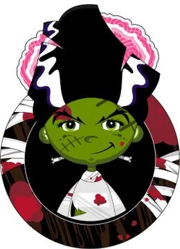Cartoon Bride of Frankenstein Stock-Illustration