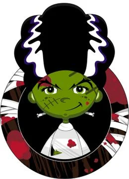 Cartoon Bride of Frankenstein 스톡 일러스트