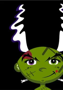 Cartoon Bride of Frankenstein 库存插图