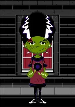 Cartoon Bride of Frankenstein Stock Illustration