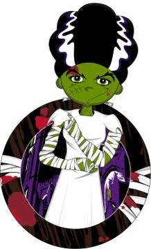 Cartoon Bride of Frankenstein Stock-Illustration