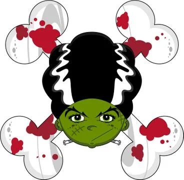 Cartoon Bride of Frankenstein Stock Illustration