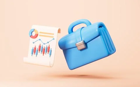 Cartoon briefcase and statistical chart, stock market quotation or economic.. Stock Illustration