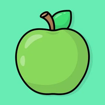 Cartoon bright green apple. Vector illustration Stock Illustration