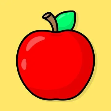 Cartoon bright red apple. Vector illustration Stock Illustration