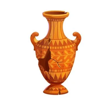 Cartoon broken ancient ceramic vase illustration Illustration