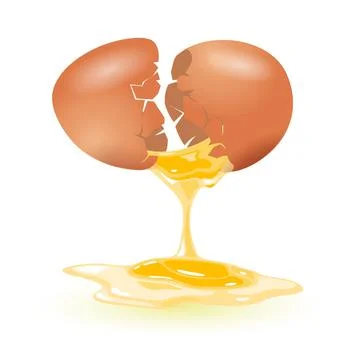 Cartoon broken chicken eggshell Stock Illustration