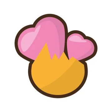 Cartoon broken easter egg with hearts Stock Illustration