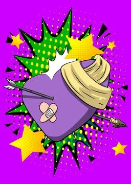 Cartoon Broken Heart, comic book Love. Retro vector comics pop art design. Stockillustratie