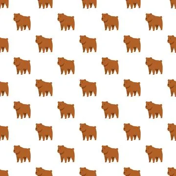 Cartoon brown bears seamless pattern on white background Illustrazione stock