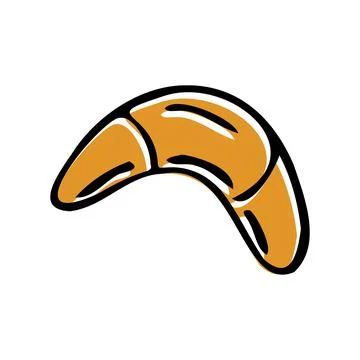 Cartoon brown colored bread bun. Bakery wheat product doodle icon Stock Illustration