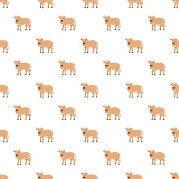 Cartoon brown cows seamless pattern on white background Illustrazione stock