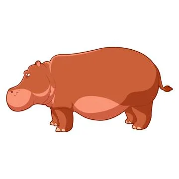 Cartoon brown hippo Stock Illustration