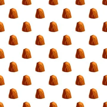 Cartoon brown rock seamless pattern on white background Stock Illustration