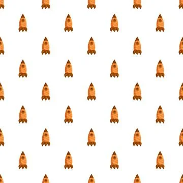 Cartoon brown rockets flying seamless pattern Stock Illustration