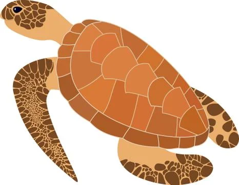Cartoon brown sea turtle. Vector illustration. Sea life 스톡 일러스트