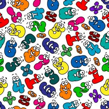 Cartoon bubble numbers seamless pattern 스톡 일러스트