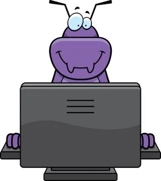 Cartoon bug computer Stock Illustration