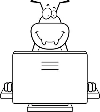 Cartoon Bug Computer 스톡 일러스트