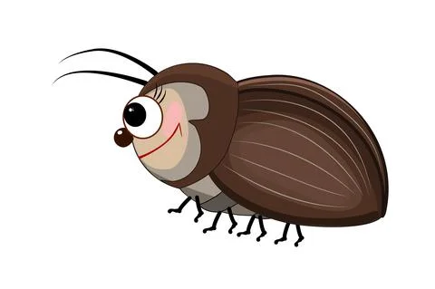 Cartoon bug isolated on white background. Cartoon funny brown beetle. Stock Illustration