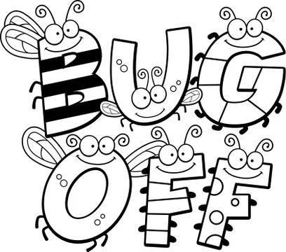 Cartoon Bug Off Text Stock Illustration