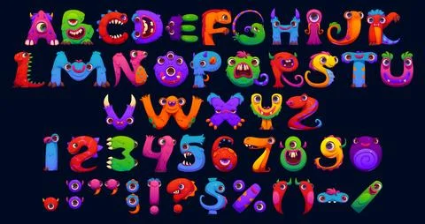 Cartoon bugaboo font, monsters type bogle typeface Stock Illustration