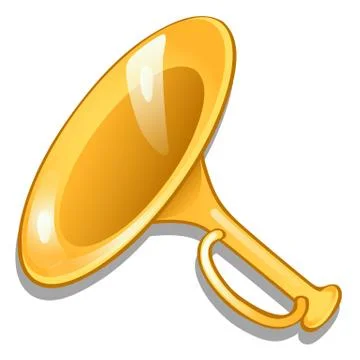 Cartoon bugle isolated on a white background. Vector cartoon close-up Stock Illustration