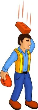 Cartoon builder and brick Stock Illustration