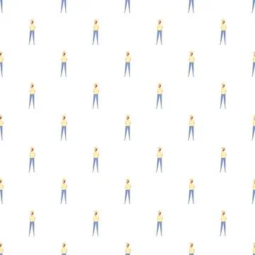 Cartoon builder worker character seamless repeating pattern Stock Illustration