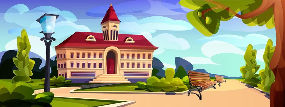 school building background clipart with a large