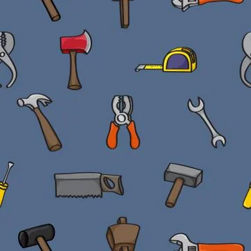 Cartoon Building Tools Seamless Background Stock Illustration
