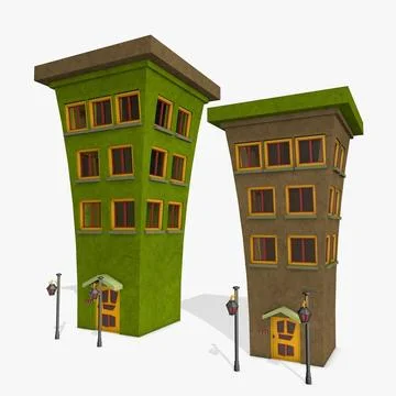 Cartoon Buildings ~ 3D Model ~ Download #96465920 | Pond5