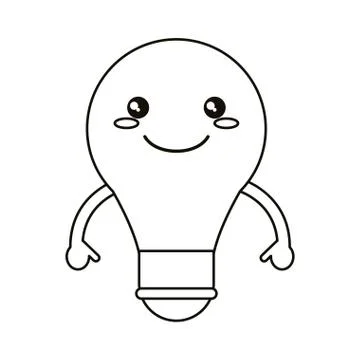 Cartoon bulb creative idea school thin line Stock Illustration