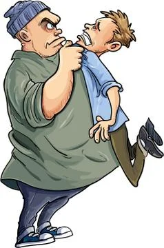 Cartoon bully intimidating a man Stock Illustration