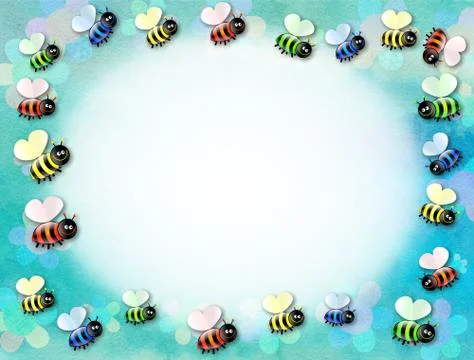 Cartoon Bumble Bee Page Border Paper Decoration Stock-Illustration