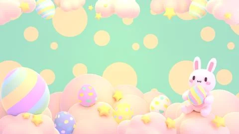 Cartoon bunny and easter eggs Stock Illustration