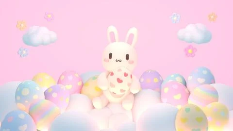 Cartoon bunny and easter eggs Stock-Illustration