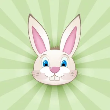 Cartoon bunny head on green Stock Illustration